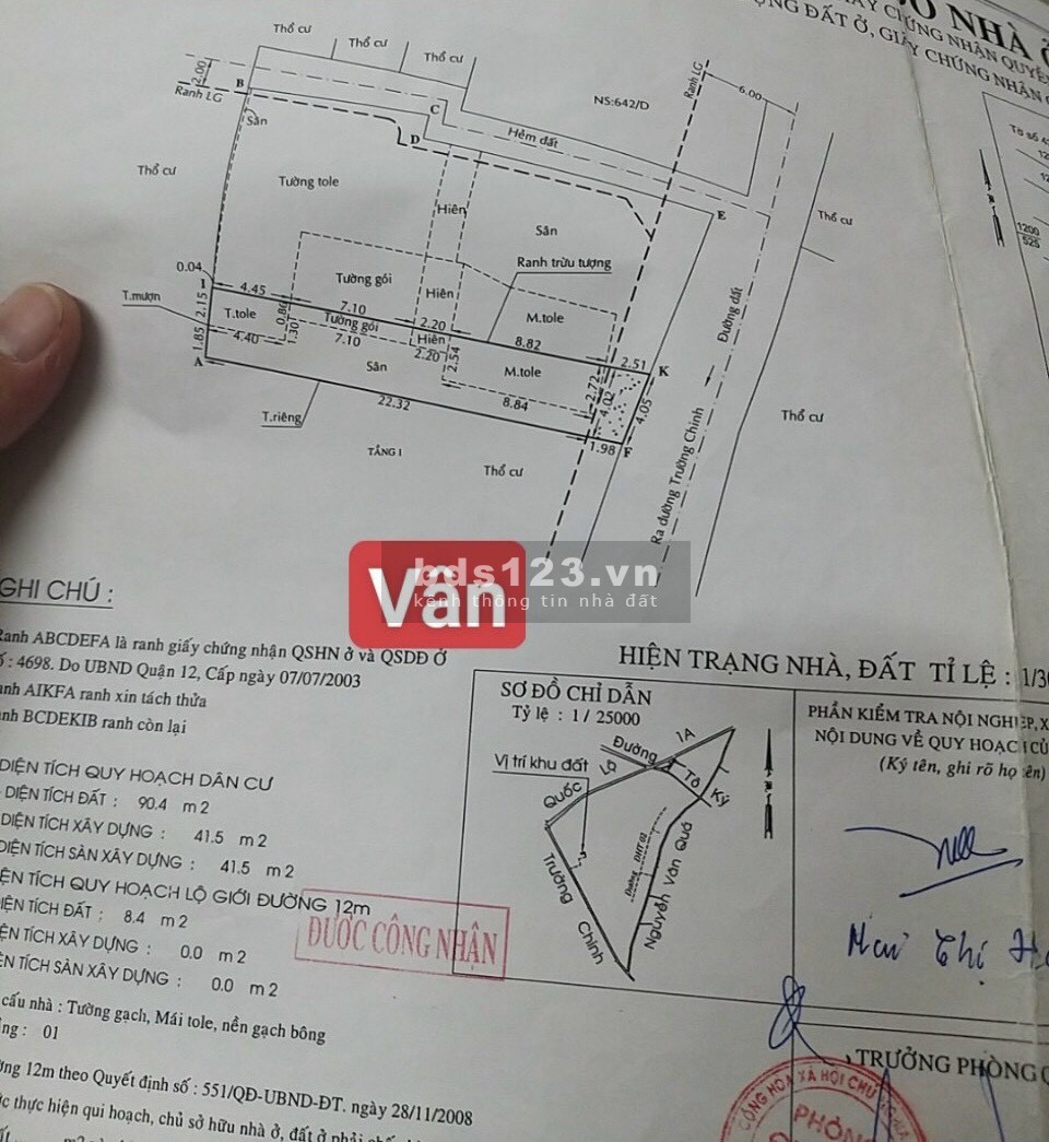Bán nhà mặt tiền ĐHT06. Thông tùm lum khu dân cư AN SƯƠNG dt: 98.9m2, 4x25m