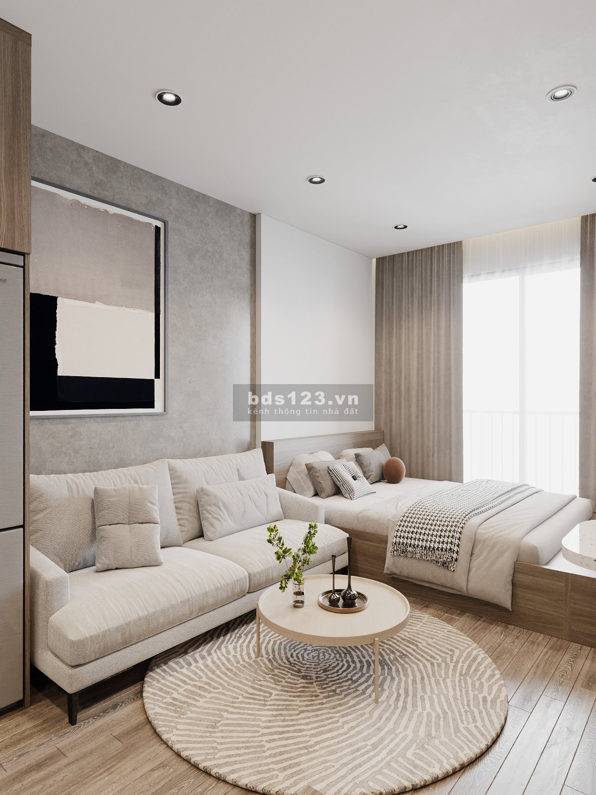 Cho thuê căn hộ Vinhomes Smart City căn 1pn+ nội thất full đồ, view thoáng