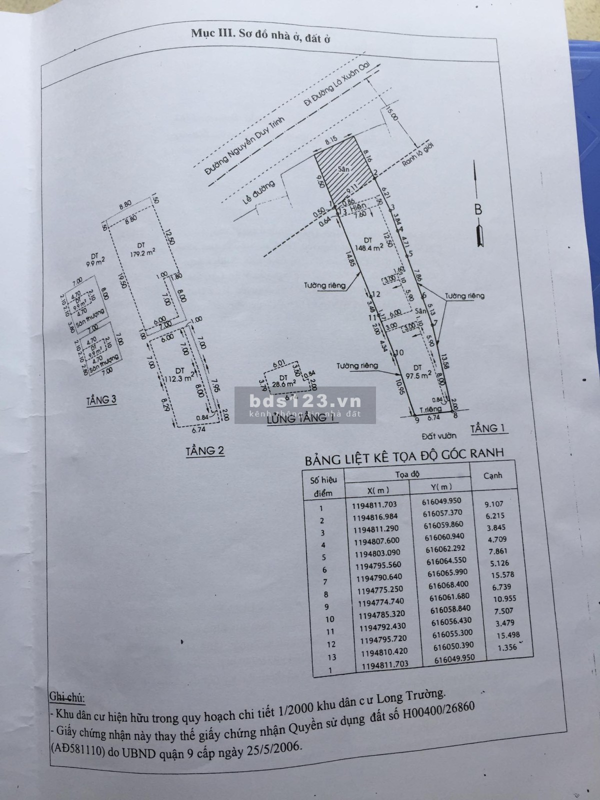 Chính chủ cần bán 5 căn nhà trên miếng đất tại Long Trường, Q9