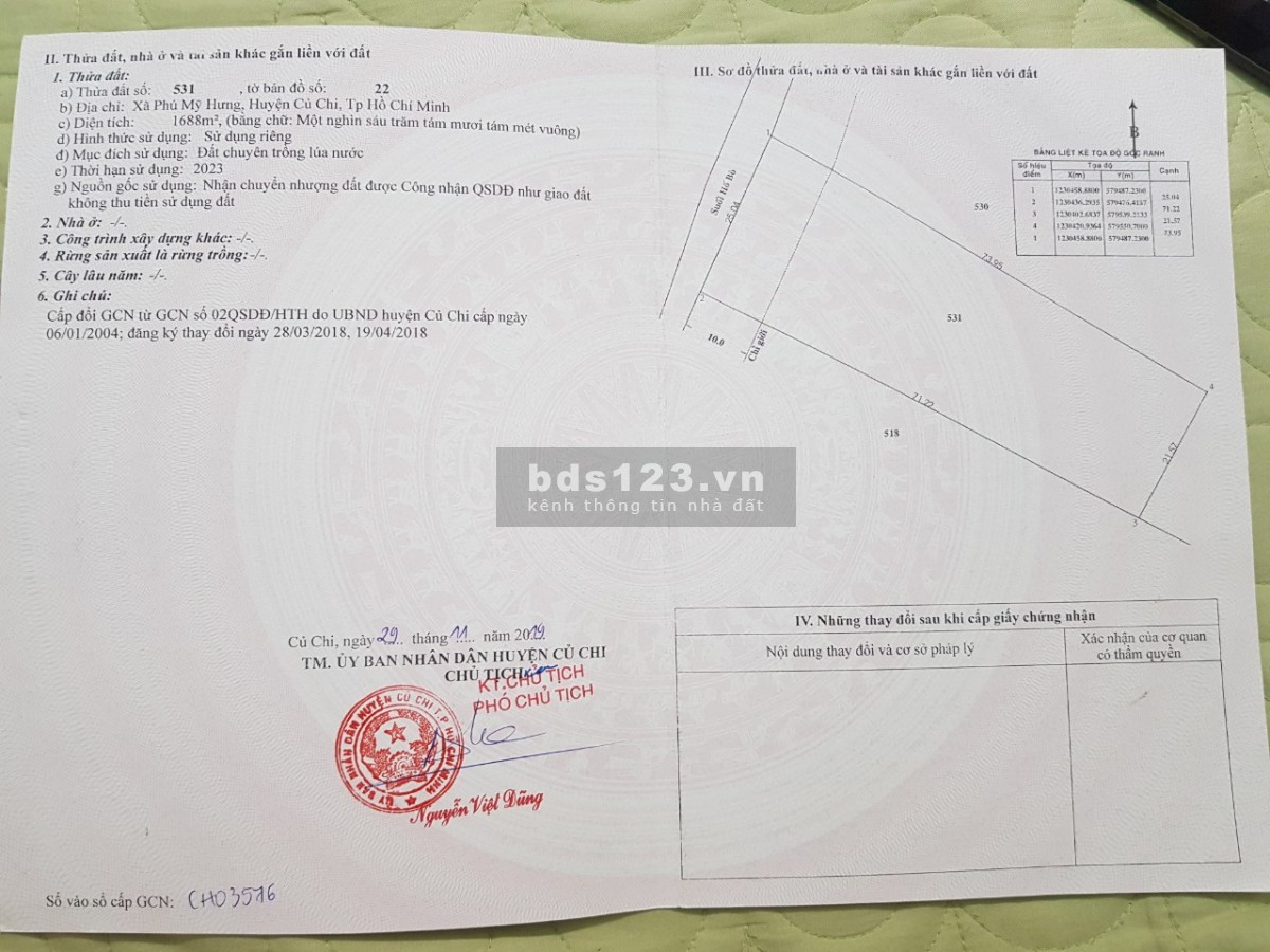 Bán đất chính chủ ngay mặt tiền đường Nguyễn Thị Rành, Củ Chi giảm sốc chỉ còn 42ty trong tháng 5