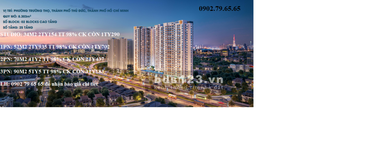 Bán căn hộ Moonlight Avenue - trung tâm thành phố Thủ Đức giá chỉ 1ty29, LH 0902 79 65 65