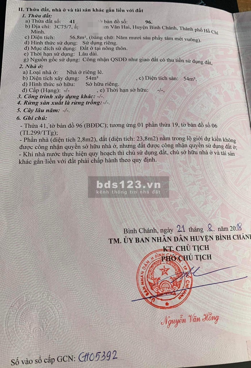 Bán nhà cấp 4 mới xây đẹp đường Thanh Niên xã Phạm Văn Hai, Bình Chánh