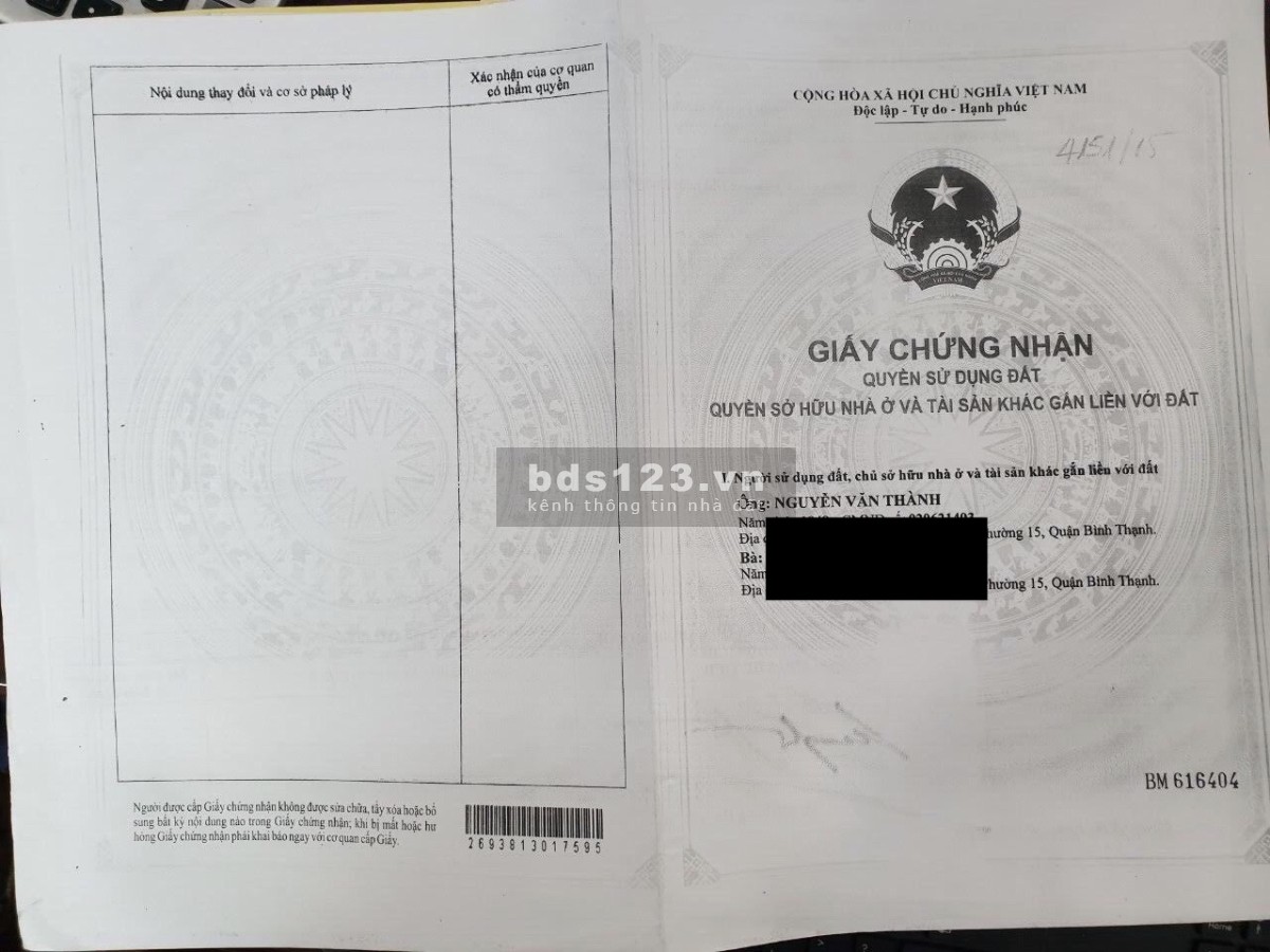 Chính chủ bán gấp căn nhà P15 Bình Thạnh 68m2