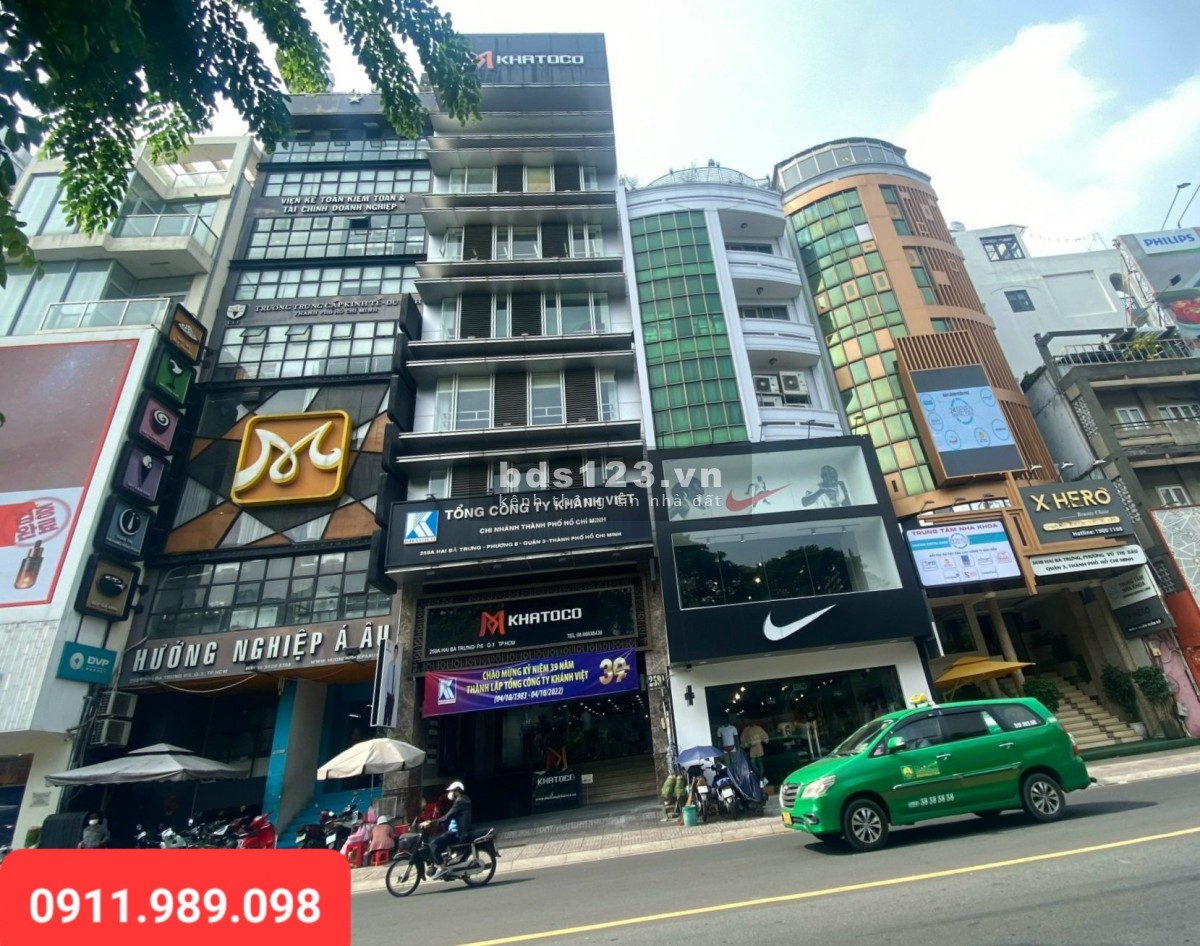 Bán nhà mặt tiền tại Hai Bà Trưng, P6, Q.3, DT: 7.5x30m, Hầm 10 Tầng, HĐT 5,4 tỷ
