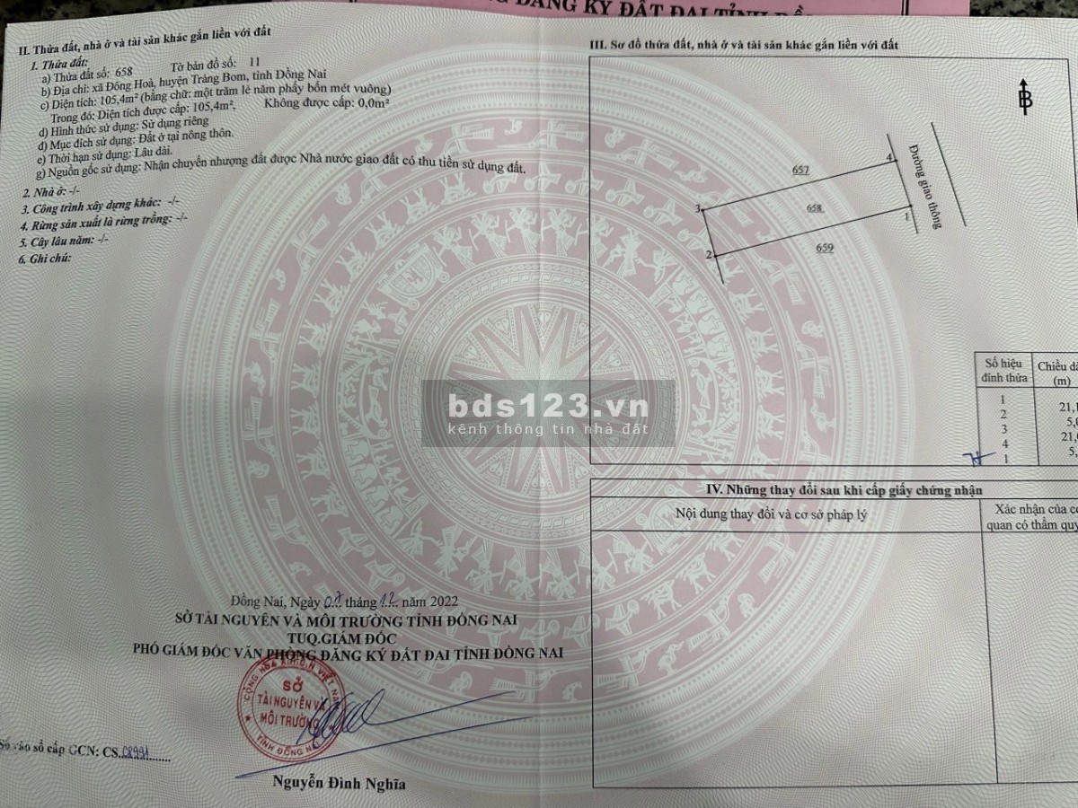 Bán đất gấp lô đất gần chợ Đông Hòa - Trảng Bom - Đồng Nai