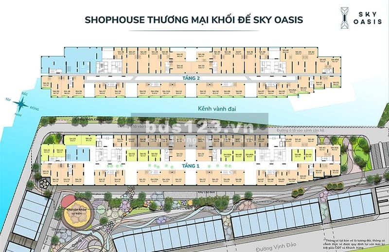 Cho thuê shophouse chân đế chung cư Sky Oasis vị trí đẹp giá rẻ nhất thị trường. LH: 0916 789 826