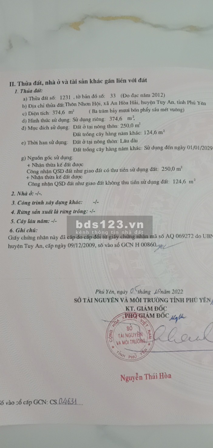 Bán đất mặt tiền biển ngay Hòn Yến, Tuy An, Phú Yên giá tốt