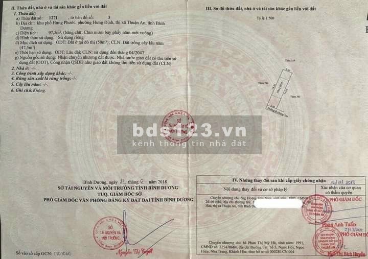 Chủ ngộp NH nên cần bán lô đất ở Hưng Định , TP Thuận An, Bình Dương 5x20 thổ cư 50 giá 1,7 tỷ
