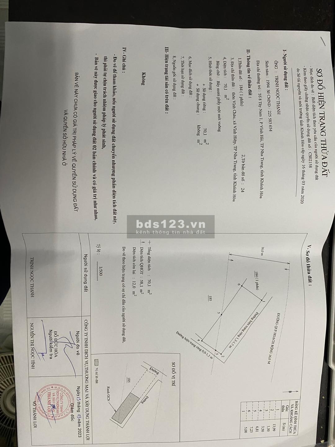 Chính chủ cần bán lô 2-3 mặt hẻm xe máy gần chợ Vĩnh Thái và gói 6 Mỹ Gia