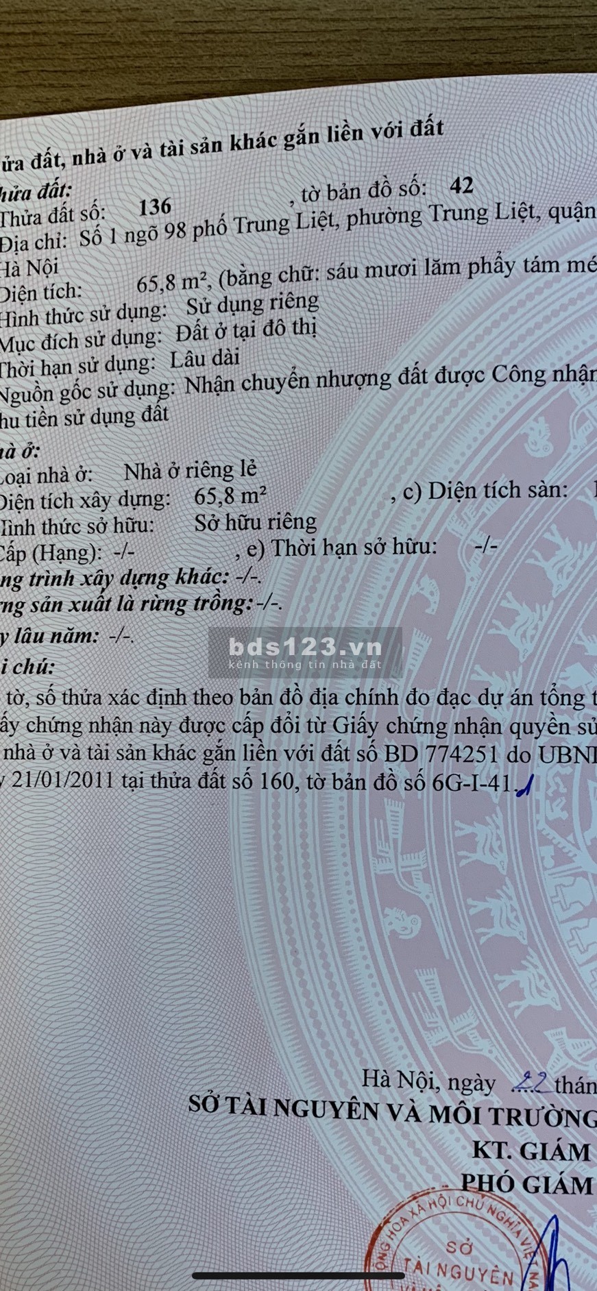 Bán nhà thổ cư 3 tầng phố Trung Liệt, quận Đống Đa cần bán