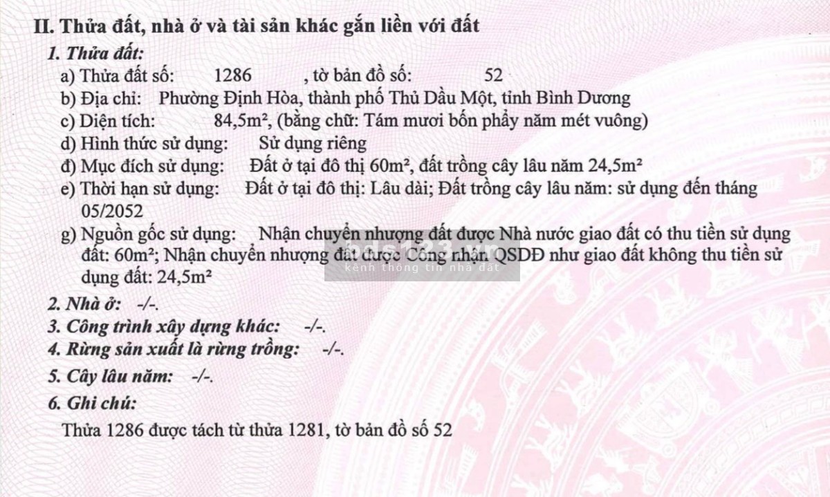 Cần bán gấp lô đất mặt bằng kinh doanh đối diện trường tiểu học Định Hoà