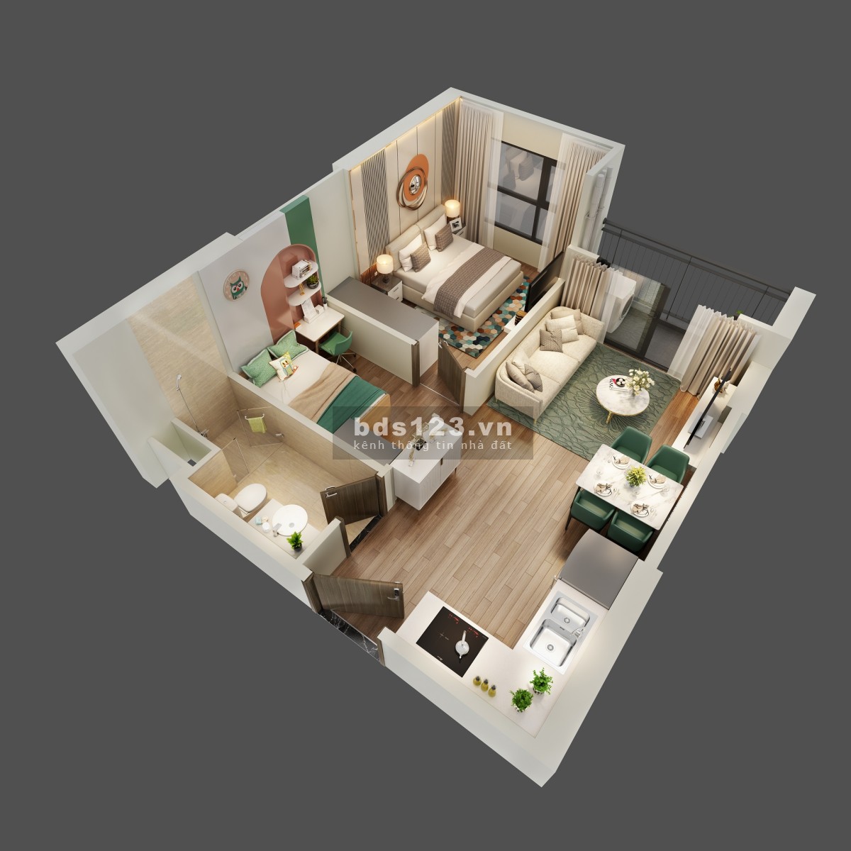 Bán căn hộ 1N+1 DT 46m² tầng 2 tòa SA2 nội khu Vinhomes Smart City giá 2 tỷ