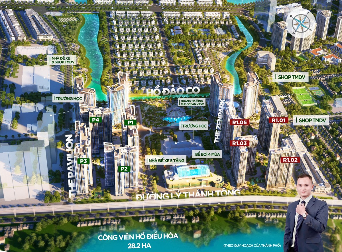 Mở bán quỹ căn 3 Ngủ 2WC dt tới 90.2m2. Khu an ninh tuyệt đối ZENPARK tại Vinhome Ocean Park, giá
