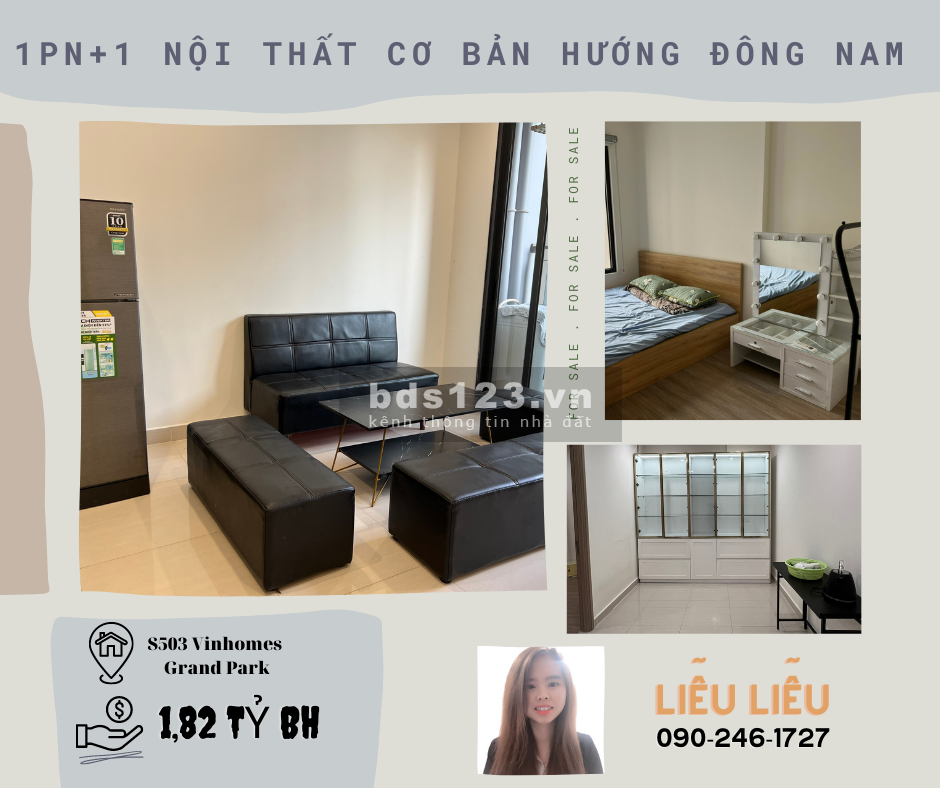 Bán căn hộ 1pn + 1 tòa S503 VHGP q9 tặng full nội thất chỉ từ 260 triệu