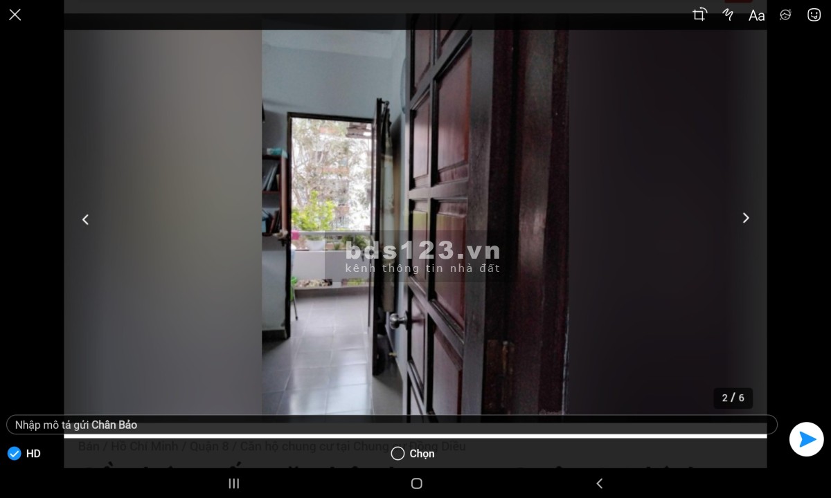 Chính chủ cần bán căn hộ chung cư Đồng Diều quận 8 diện tích 62m2