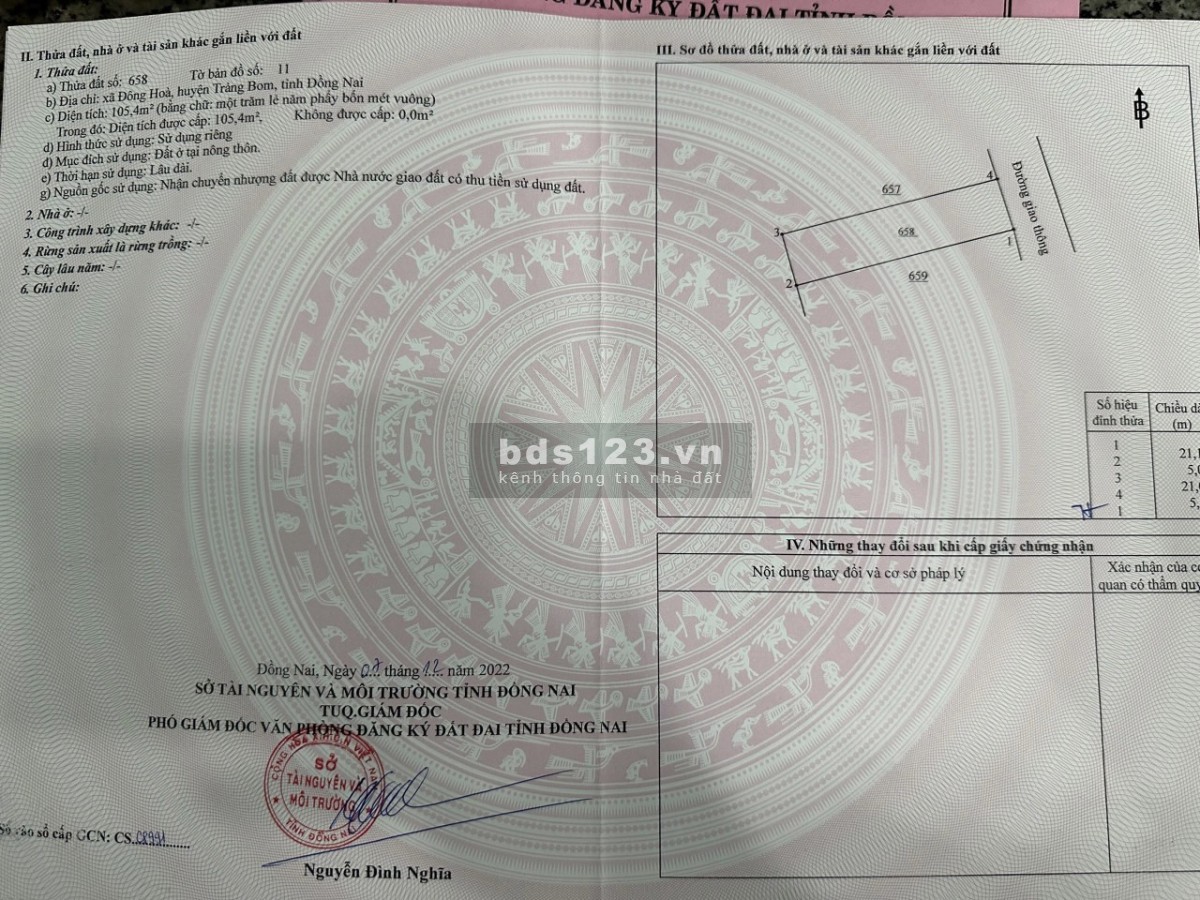 Cần bán gấp lô đất 5x20 ngay chợ Đông Hoà, Trảng Bom