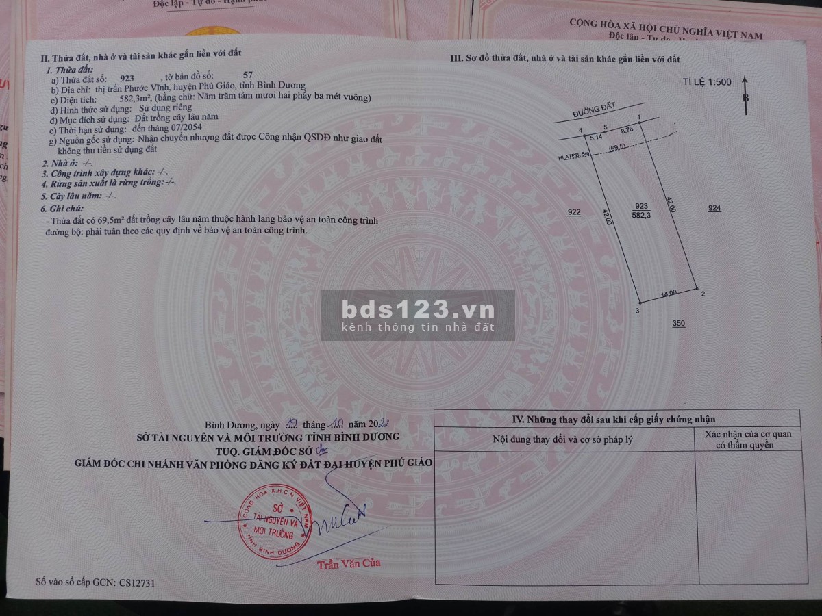 Đất mặt tiền đường lớn Phú Giáo Bình Dương Giá rẻ 6 làn xe chạy