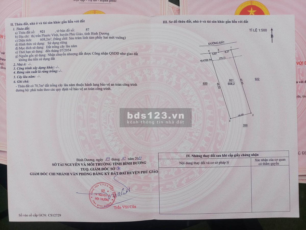 Đất mặt tiền đường lớn Phú Giáo Bình Dương Giá rẻ 6 làn xe chạy