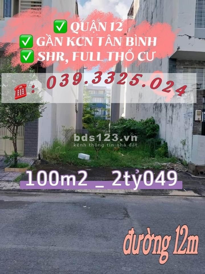 Cần bán đất ngộp quận 12 - hàng hiếm
