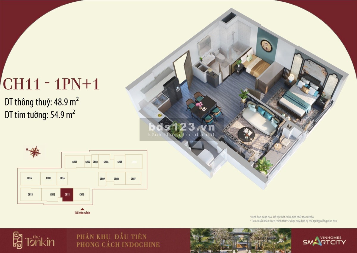 Bán căn hộ 1PN+1 54m tòa TK2 đại đô thị Vinhomes Smart City giá 2.5 Tỷ