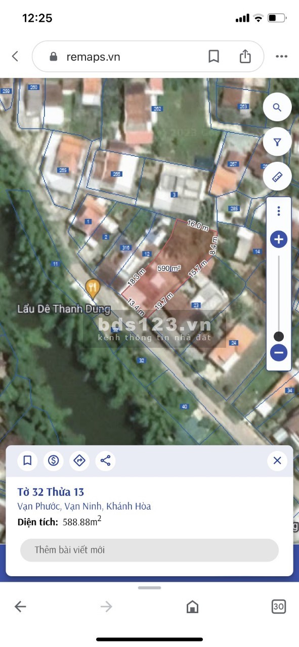 Bán đất lô giá rẻ nhất thị trường dt 376m2 tại mặt sông Tu Bông, KDL Bắc Vân Phong.