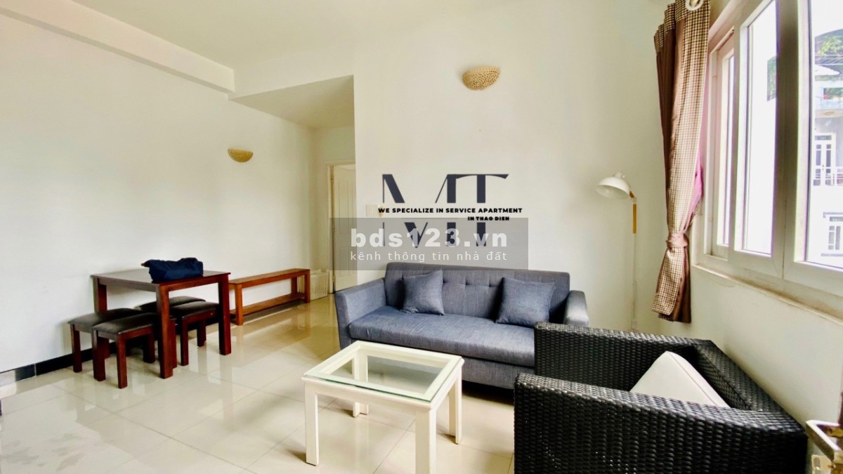 Cho thuê căn hộ dịch vụ Thảo Điền Q2, 55m2 1pn 1 phòng bếp 1 ban công full nội thất.