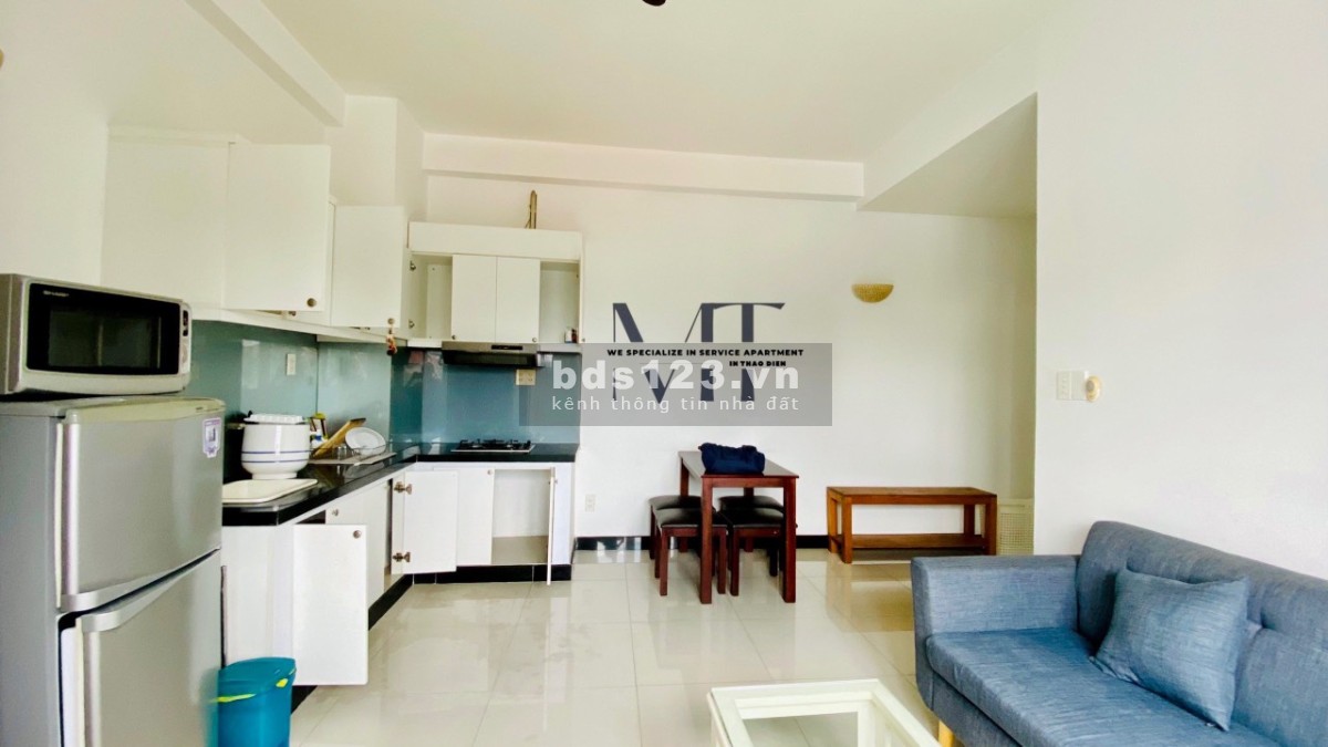 Cho thuê căn hộ dịch vụ Thảo Điền Q2, 55m2 1pn 1 phòng bếp 1 ban công full nội thất.