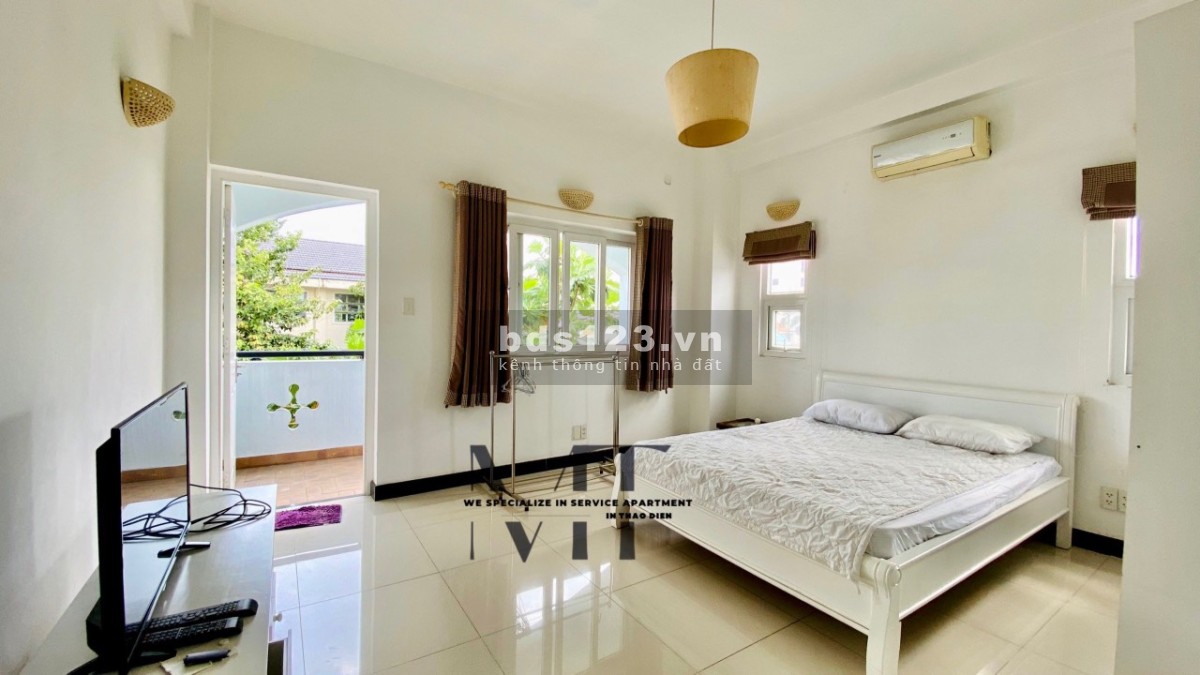Cho thuê căn hộ dịch vụ Thảo Điền Q2, 55m2 1pn 1 phòng bếp 1 ban công full nội thất.