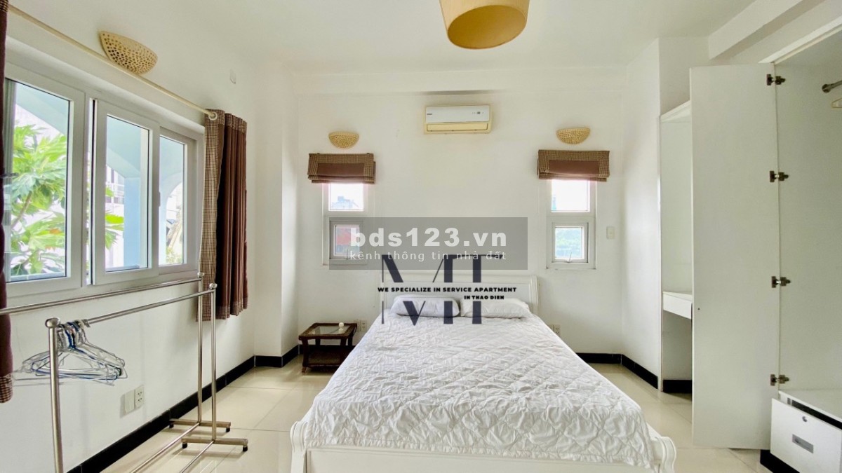 Cho thuê căn hộ dịch vụ Thảo Điền Q2, 55m2 1pn 1 phòng bếp 1 ban công full nội thất.