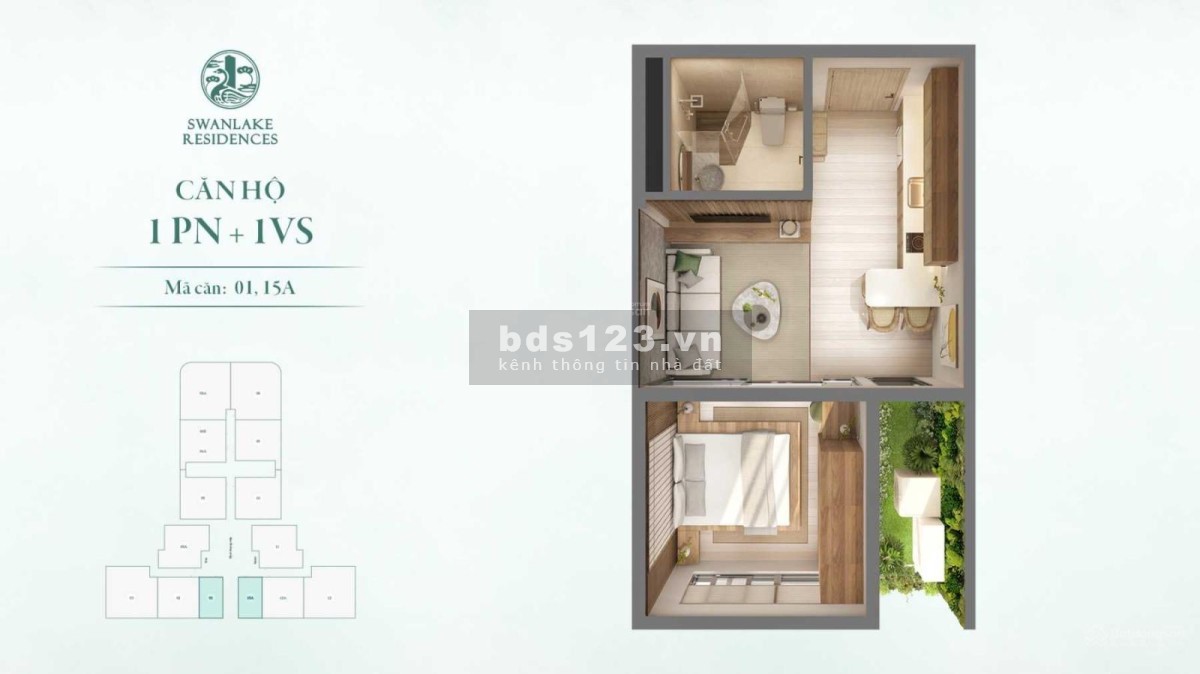 Bán chung cư Swan Ecopark 1PN giá 1 tỷ 6 cực đẹp, mới, giá tốt 0973.792.***