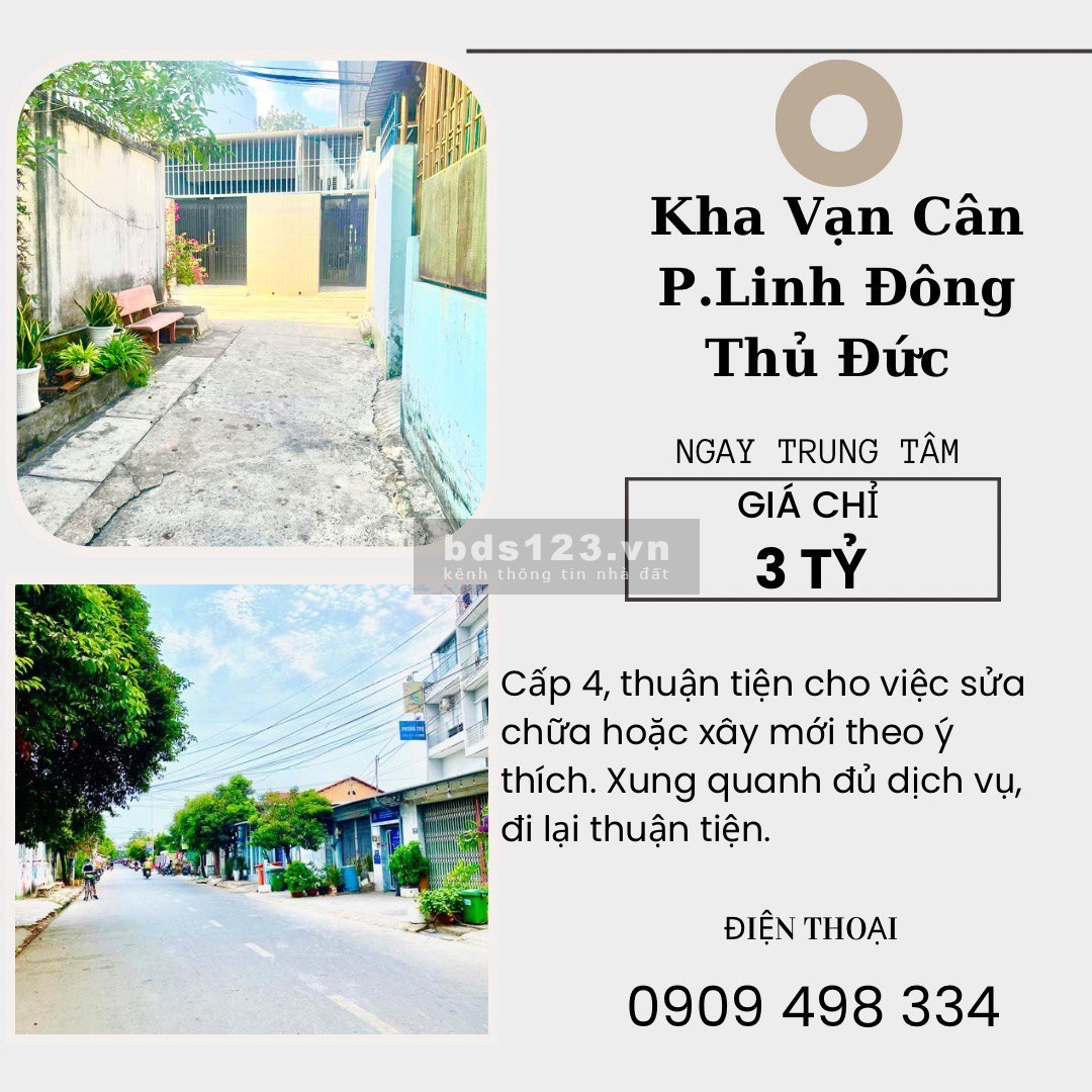 Bán nhà nhỉ 3tỷ nhận ngay đường Kha Vạn Cân, P. Linh Đông, Thủ Đức