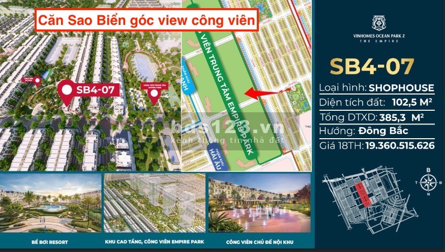 Em bán biết thự căn góc Sao Biển ký mới chủ đầu tư view trực diện công viên
