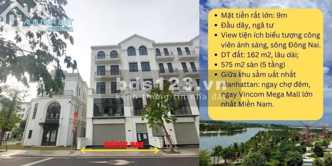 Bán nhà mặt tiền lỗ đậm - Nhà phố Manhattan Vinhomes Q9 - DT: 162m2 1 trệt 4 lầu - Bán lỗ 6 tỷ