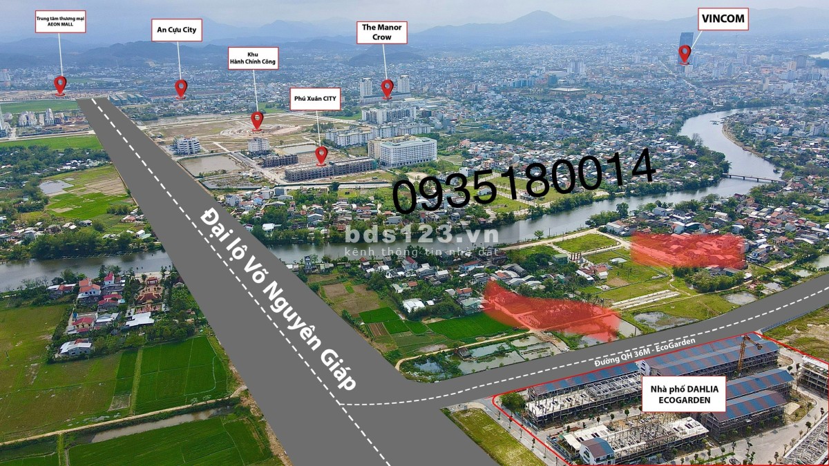 Bán nhà biệt thự 3 tầng 3PN View Công Viên trục 36m thông Võ Nguyên Giáp Aeon Mall