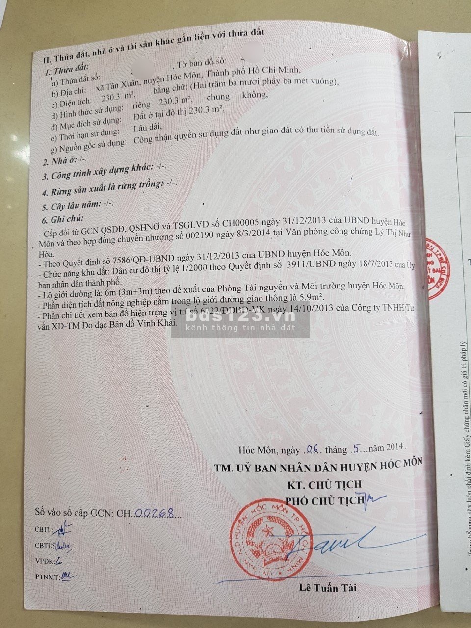 Bán gấp dãy trọ 5p, 1kiot, SHR, 230,3m2, 620tr, ngay đường Giác Đạo, Tân Xuân, Hóc Môn