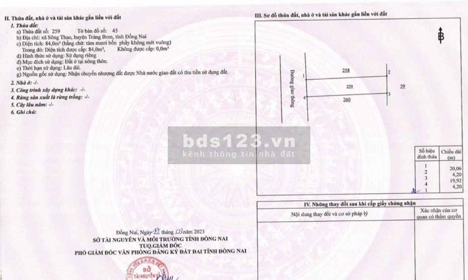 Bán đất nền sổ sẵn sang tên công chứng trong ngày, full thổ cư, giá dưới 1 tỷ.