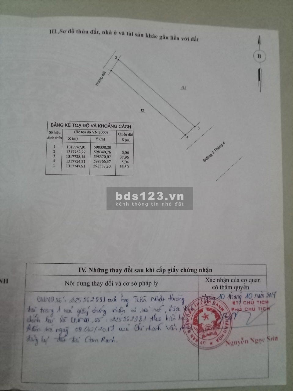 Chính chủ cần bán đất mặt tiền đường 3/4 Cam Thuận Tp. Cam Ranh