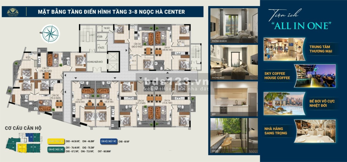 Cho thuê chung cư duy nhất trung tâm thành phố Vĩnh Phúc