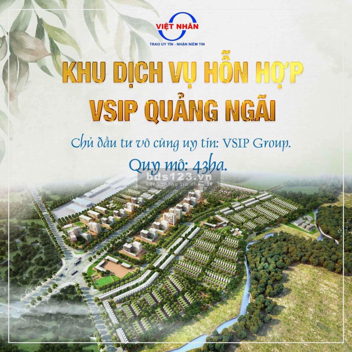Bán đất nền dự án khu dịch vụ hỗn hợp Vsip Quảng Ngãi. Giá: 1 tỷ xxx triệu.