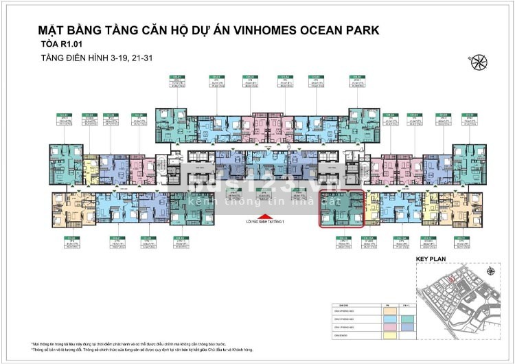 Bán chung cư Ruby - Vinhomes Ocean Park, 2PN tại tòa R1.01, DT 84.5m2, giá chỉ 3.2 tỷ