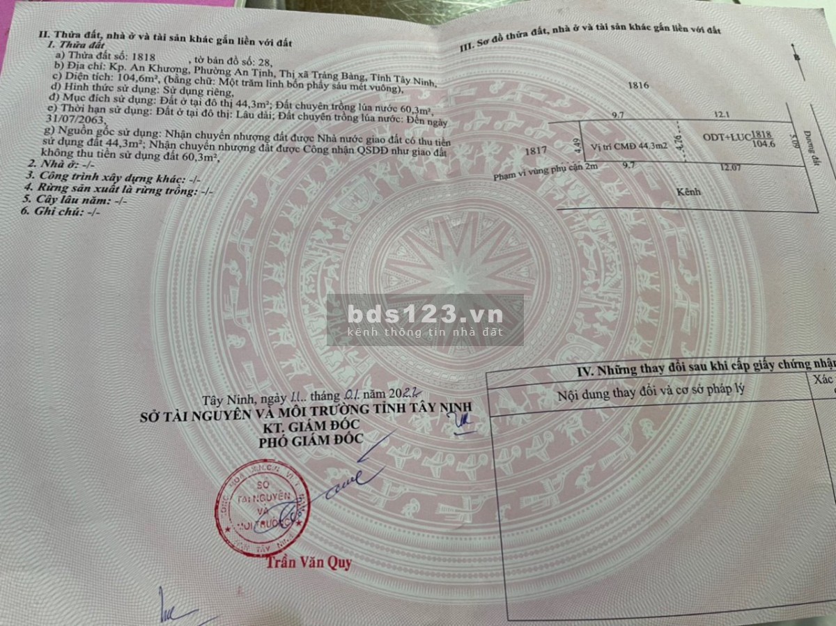 Bán nền đất thổ cư 100% gần Kcn Linh Trung 3 giá 700 triệu bớt lộc