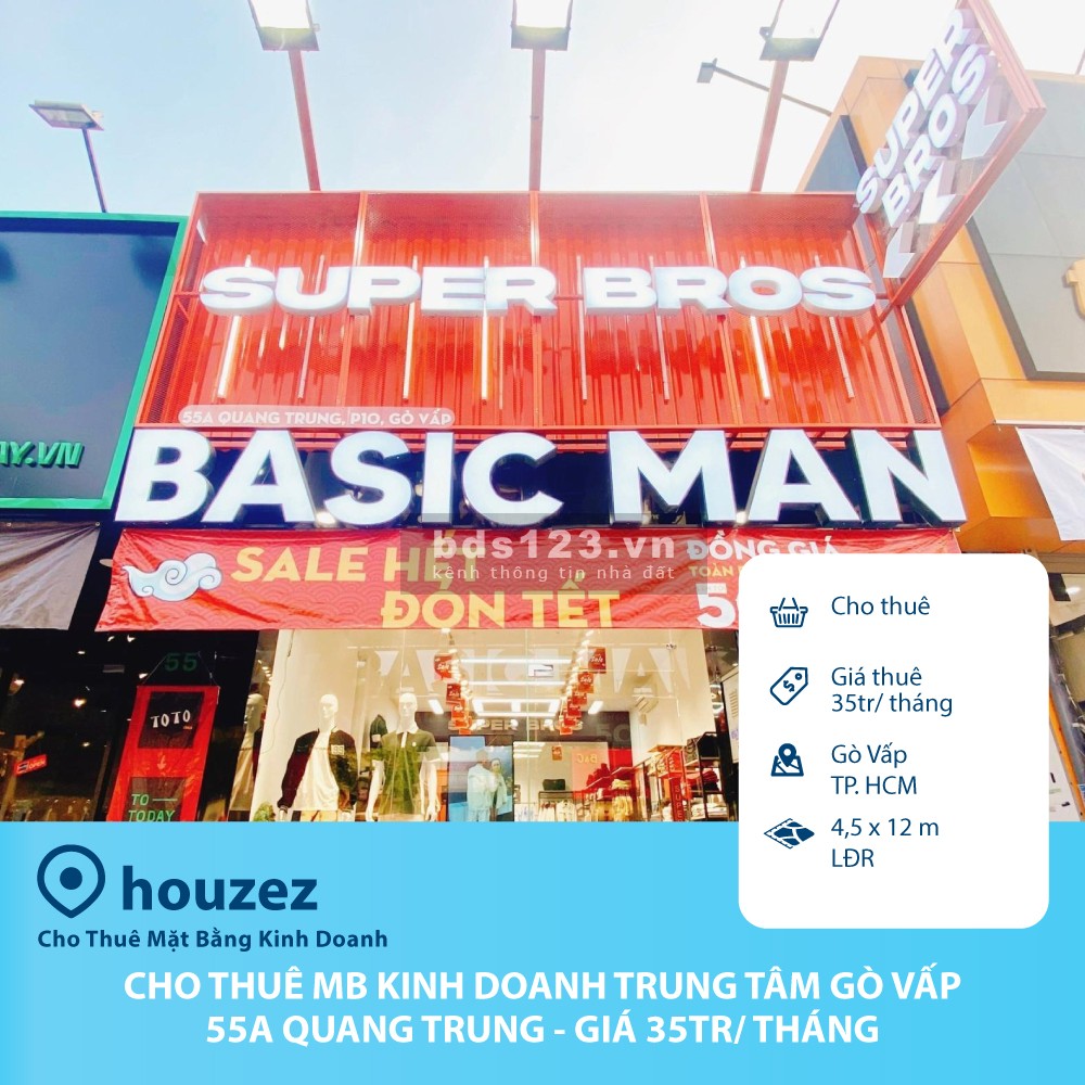 Cho thuê MB Kinh doanh ví trí hot Gò Vấp MT Quang Trung - Giá 35tr/ tháng
