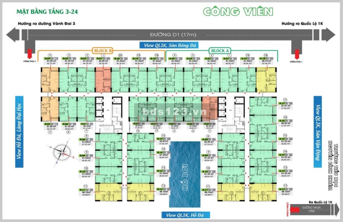 Bán căn hộ Bcons greenview view hồ bơi giá 1,550 tỷ (bao sổ Hồng) đang cho thuê 5,5tr/tháng