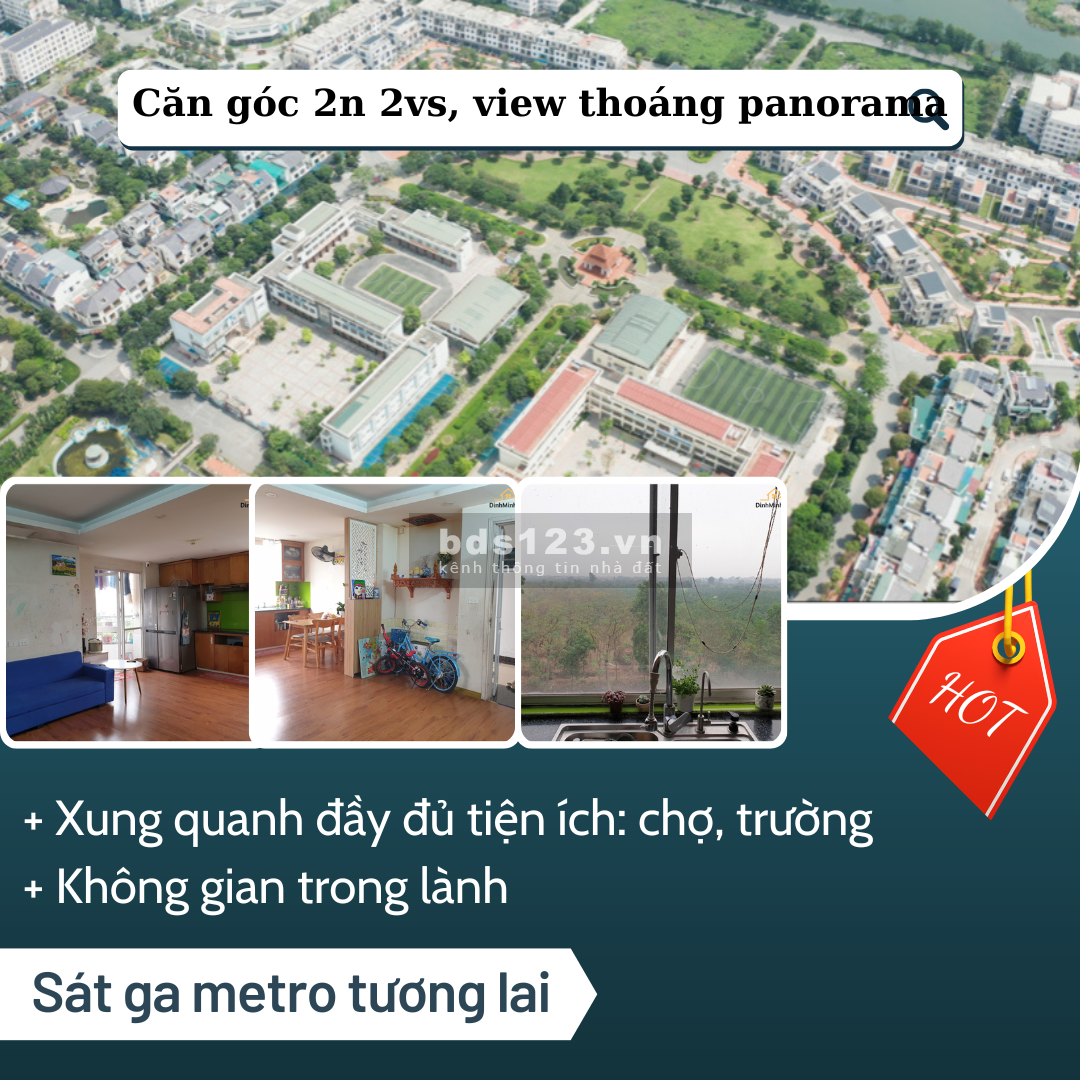 Cơ hội sở hữu căn hộ góc 2N 2VS với view đẹp tại KĐT Đặng Xá, Gia Lâm. 0981044911