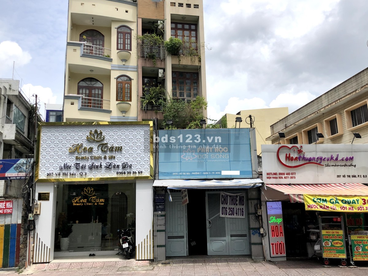 Cho thuê văn phòng mặt tiền đường 207 Võ Thị Sáu, có chỗ ngủ lại, 110m2 quận 3, 20 triệu