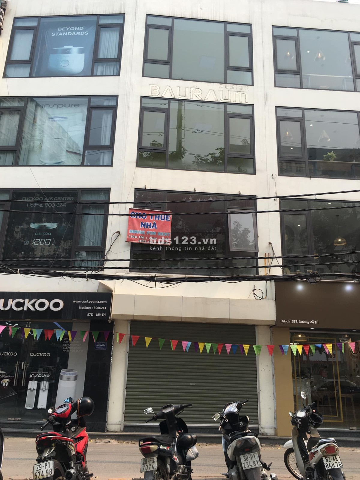 Chính chủ cho thuê mặt bằng nhà 55m2 và 68m2 x 4 tầng số 57C 57D mặt đường Mễ Trì đối diện The Manor
