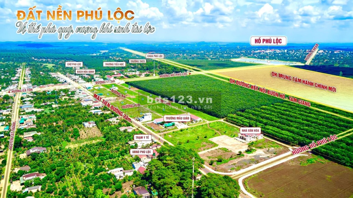 Đất nền sổ đỏ trung tâm Chợ Phú Lộc -Krong Năng Giá 799 triệu/nền