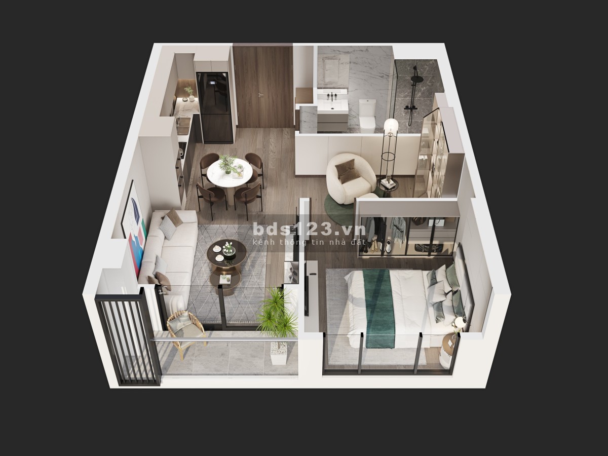 Chung cư cao cấp Nam Từ Liêm 1n+1 46m tòa B Masteri West Height giá 2.4 Tỷ