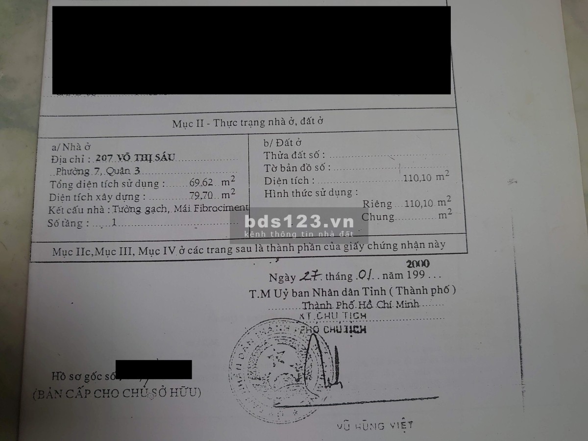 Mặt bằng 207A Võ Thị Sáu, phường Võ Thị Sáu, q3, 110m2, 20 tr/tháng
