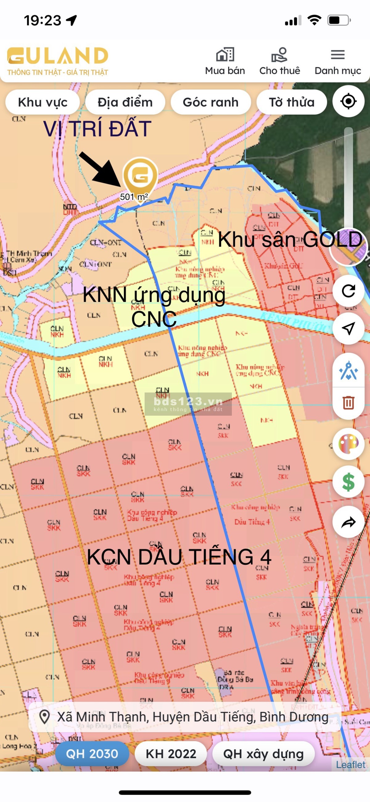 Bán đất Long Hòa, Dầu Tiếng 400m2 có sẵn 200m2 thổ cư, mặt tiền đường nhựa DT722 1tỷ7